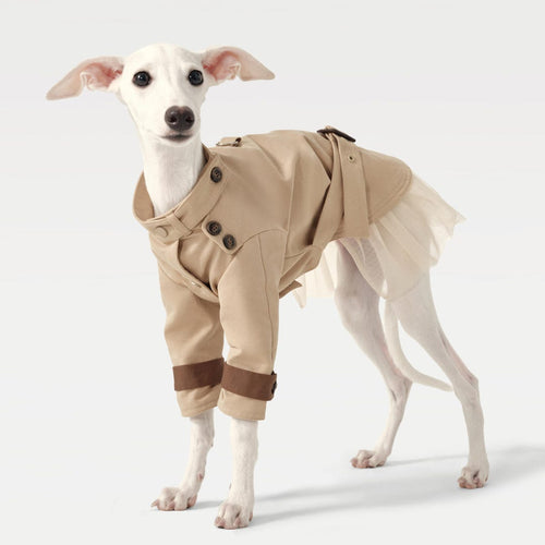 Classic Tulle Pet Trench Coat Dress: Cat Dog Elegant Wear
