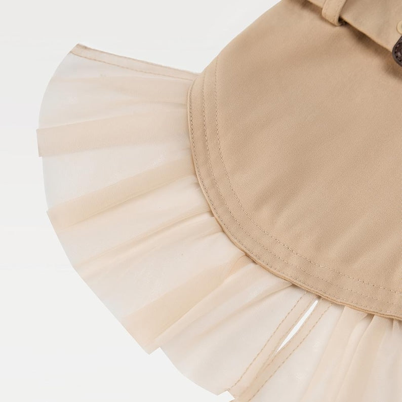 Classic Tulle Pet Trench Coat Dress: Cat Dog Elegant Wear