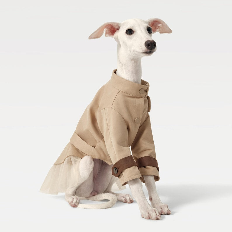 Classic Tulle Pet Trench Coat Dress: Cat Dog Elegant Wear